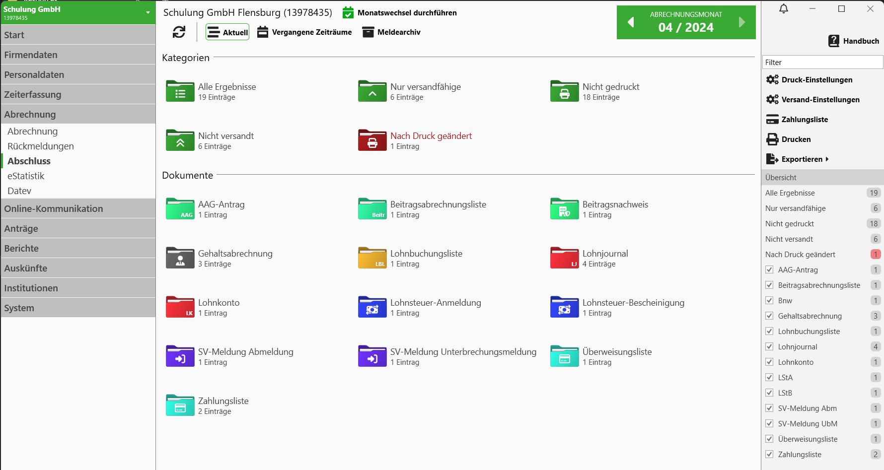 Abschluss Übersicht