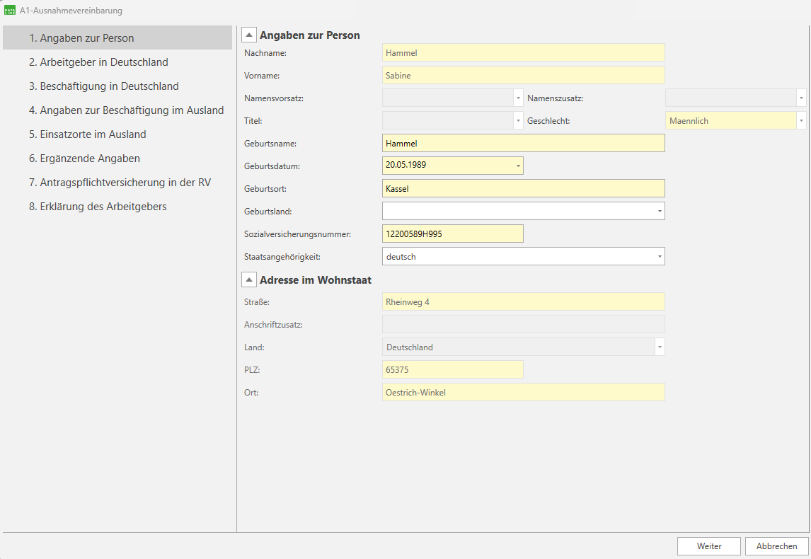 Angaben zur Person