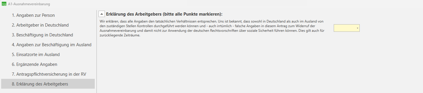 Erklärung des Arbeitgebers