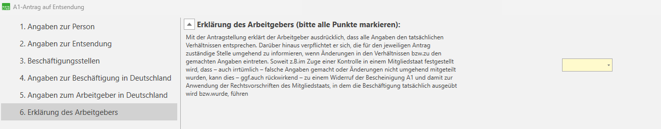 Erklärung des Arbeitgebers