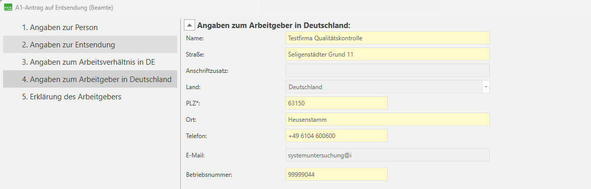 Angaben zum Arbeitgeber in Deutschland