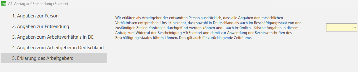 Erklärung des Arbeitgebers