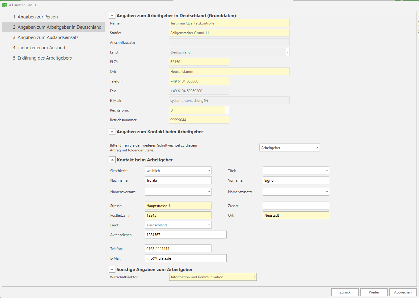 Angaben zum Arbeitgeber in Deutschland