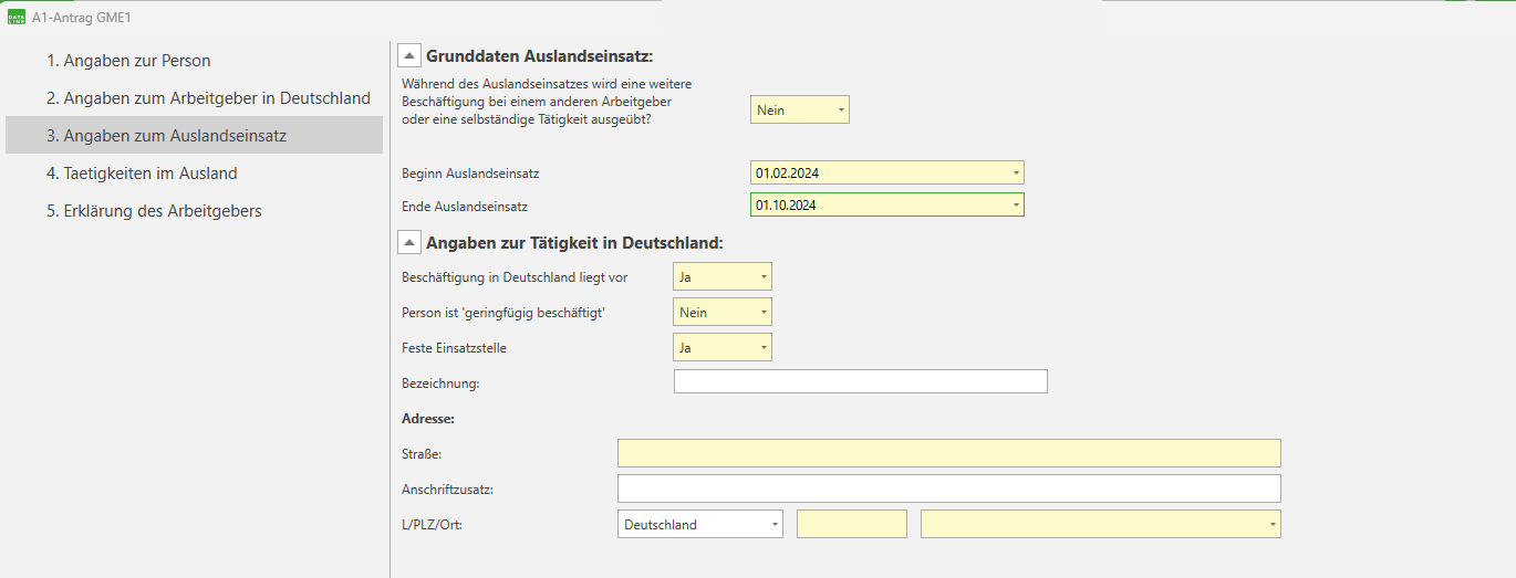 Angaben zum Auslandseinsatz
