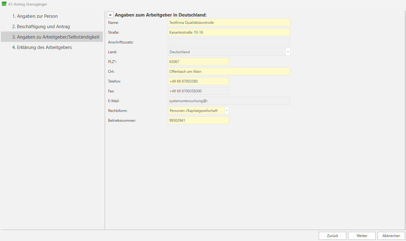 Angaben zur Beschäftigung