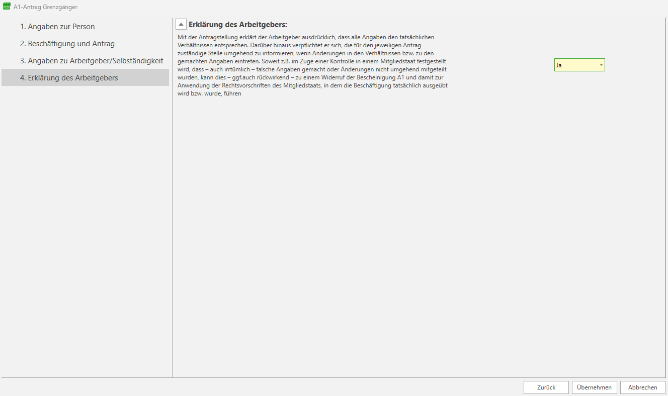 Erklärung des Arbeitgebers