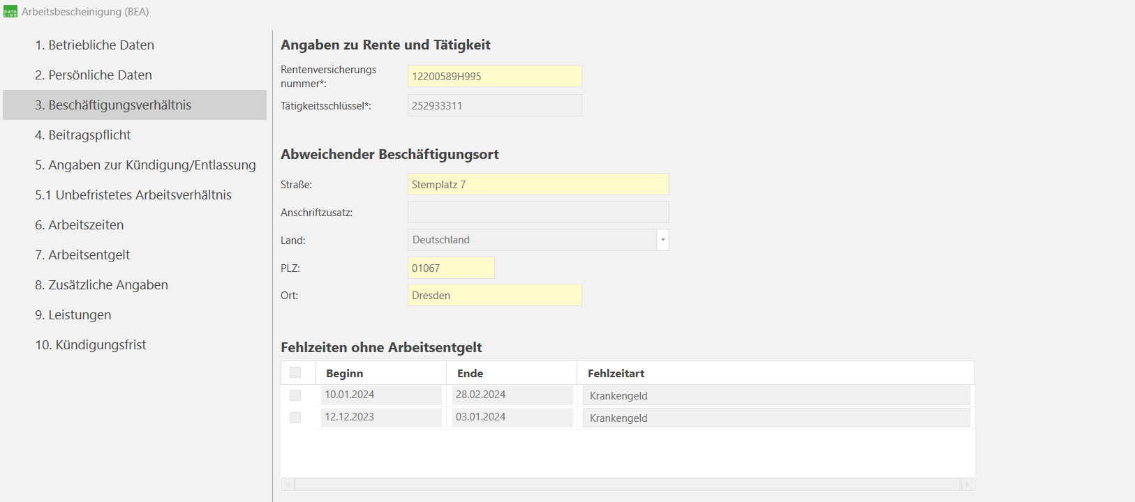 Beschäftigungsverhältnis