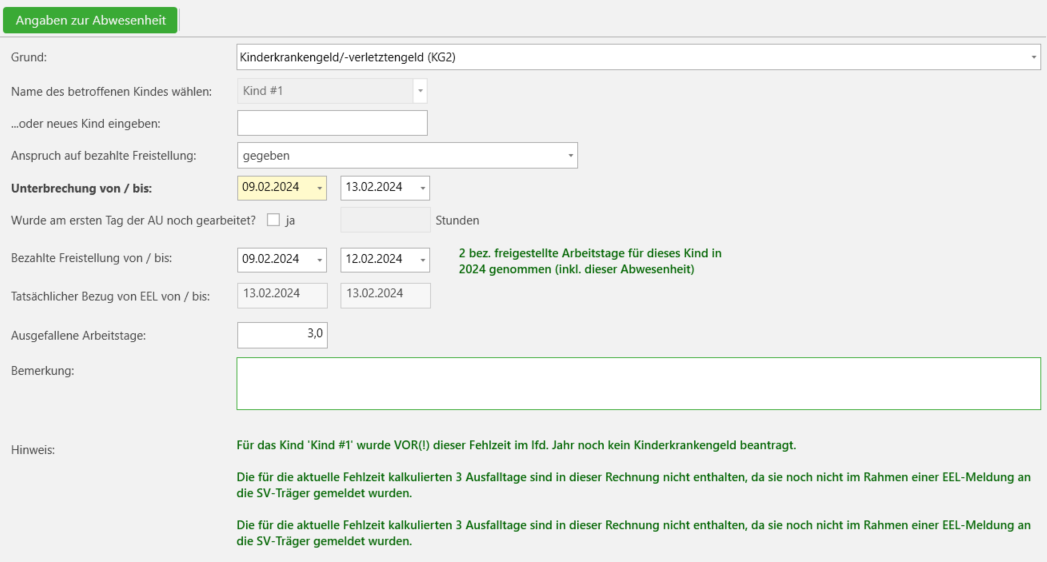 Kinderkrankengeld / Kinderverletztengeld